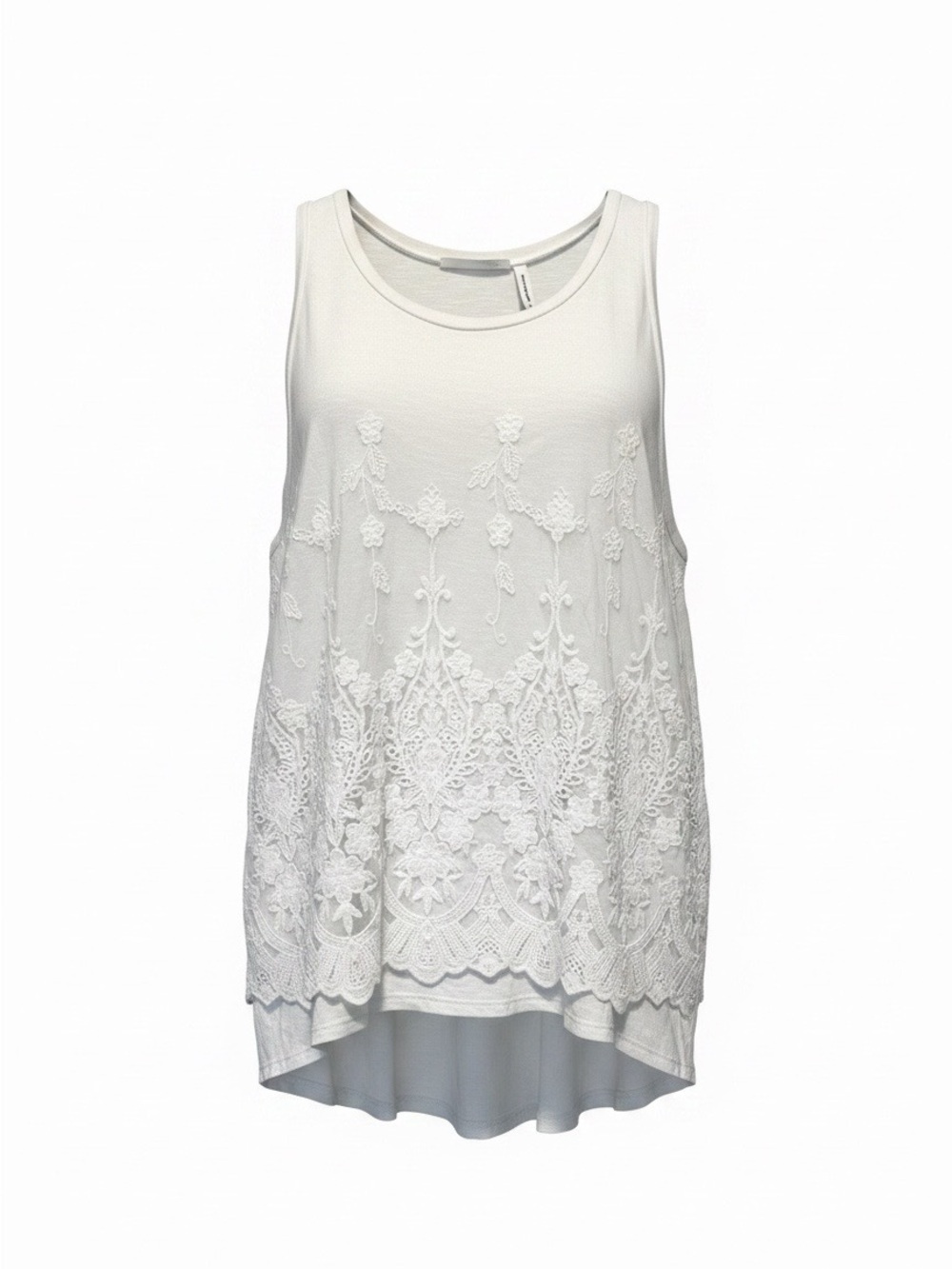 LUQ Lace-Trim White Scoop Neck Camisole